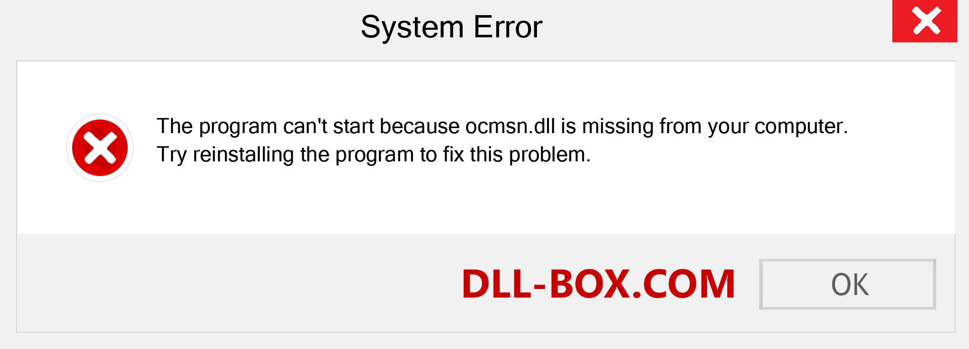  ocmsn.dll file is missing?. Download for Windows 7, 8, 10 - Fix  ocmsn dll Missing Error on Windows, photos, images
